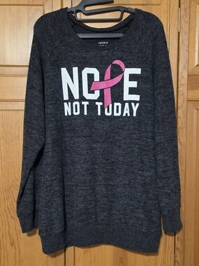 Torrid Charcoal 'NOPE Not Today' Pullover Sweater with Pink Ribbon